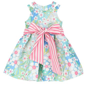 Girls Green & Pink Floral Dress