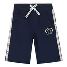 Boys Navy Blue Logo Shorts, 2, hi-res