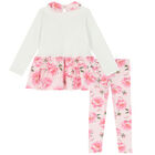 Girls Pink & White Floral Leggings Set, 1, hi-res