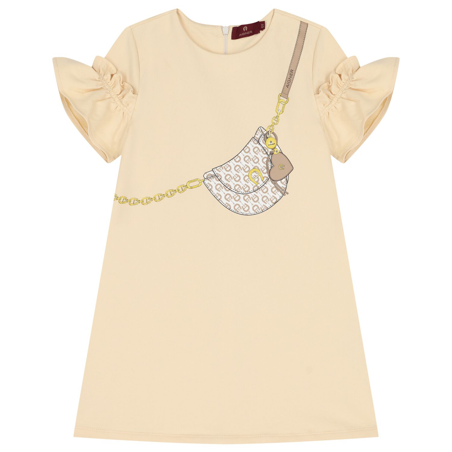 Girls Beige Bag Logo Dress, 2, hi-res