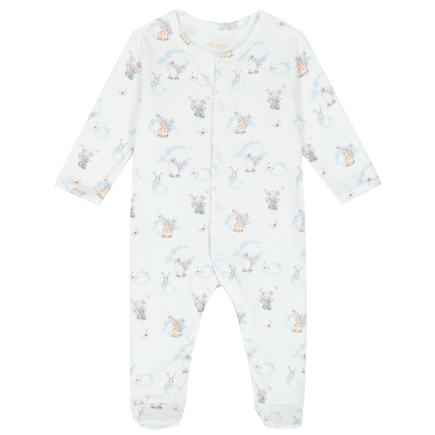 Baby Girls White Rabbit & Lavender Babygrow Set, 1, hi-res