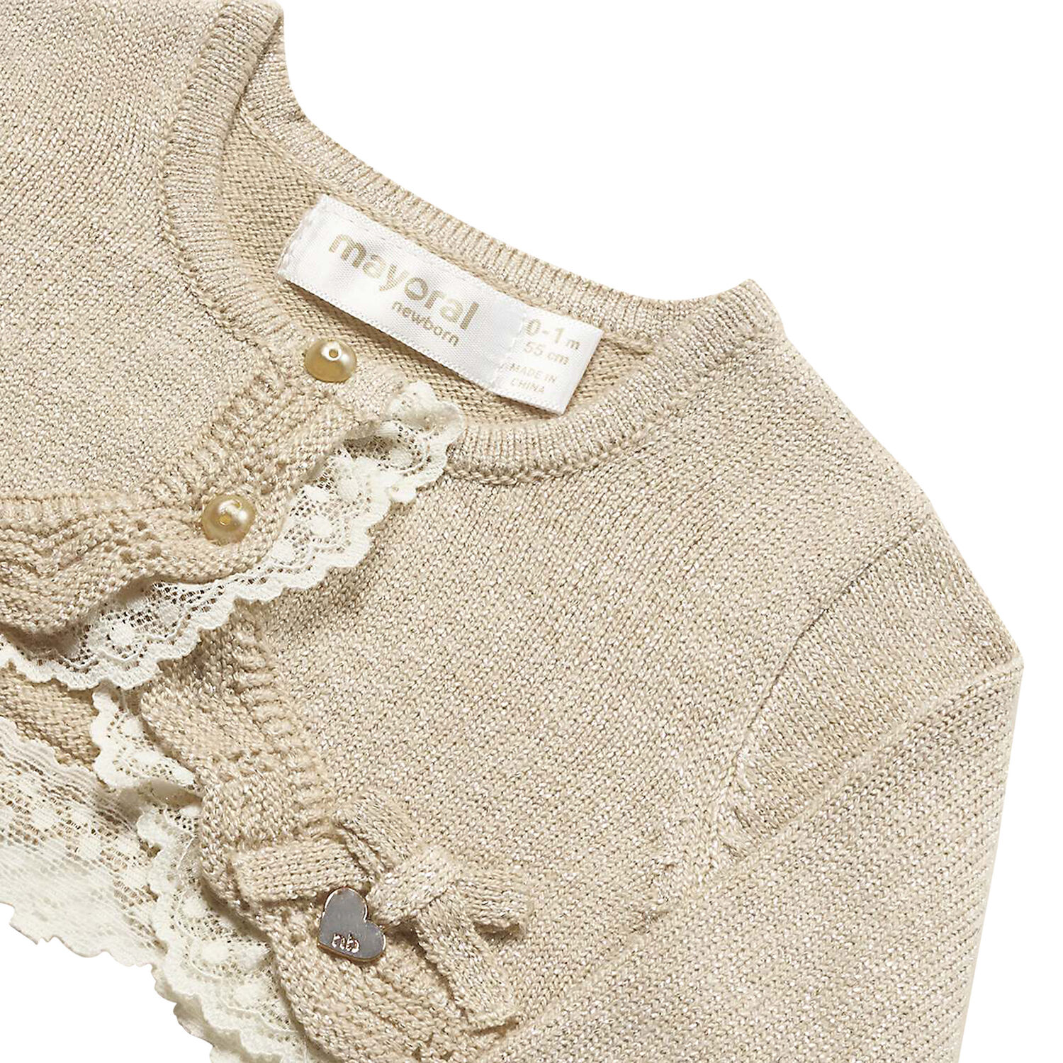 Baby Girls Gold Bolero Cardigan, 1, hi-res image number null