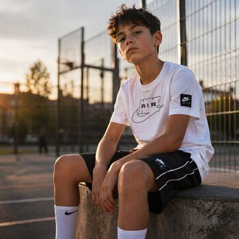 Boys White & Black Logo Shorts Set