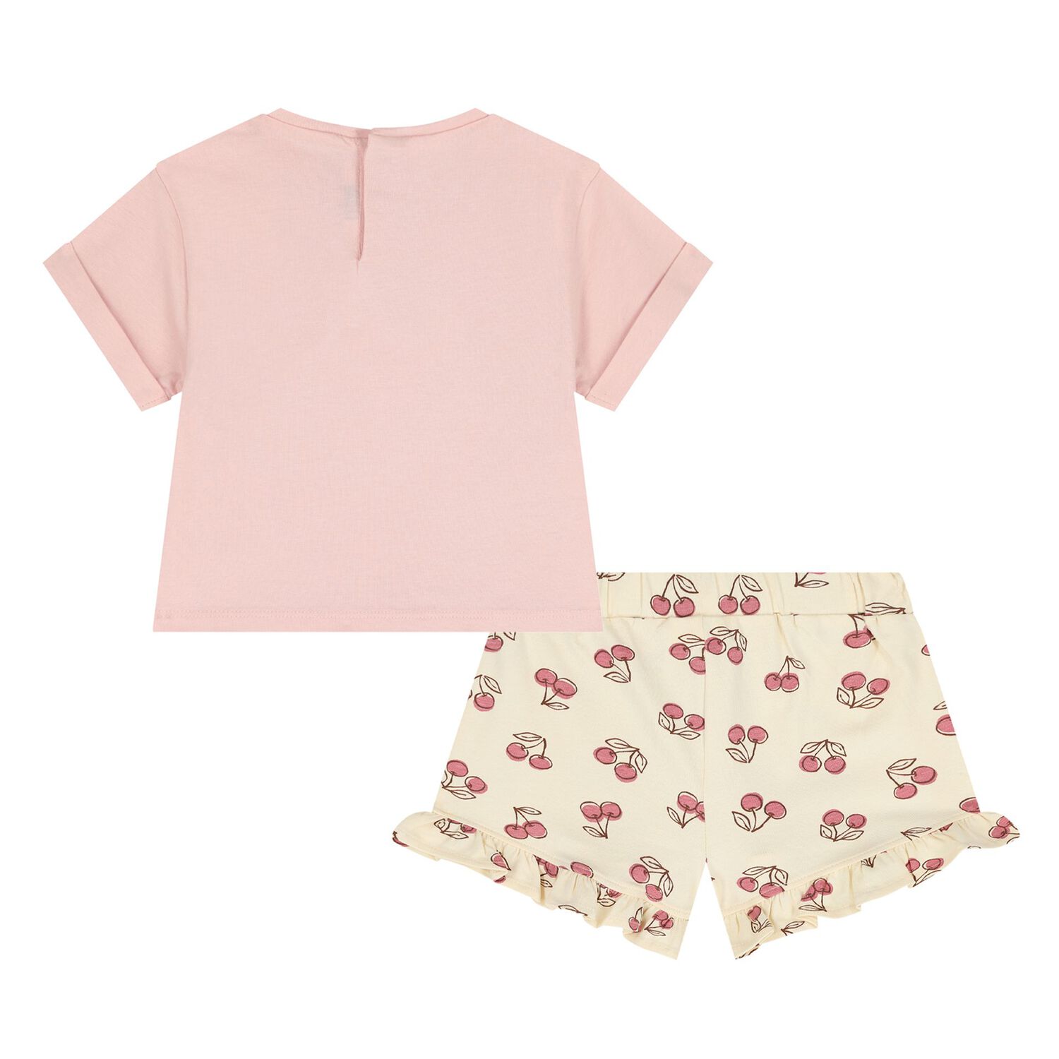 Younger Girls Pink & Yellow Shorts Set, 1, hi-res