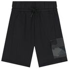 Boys Black Shorts, 1, hi-res