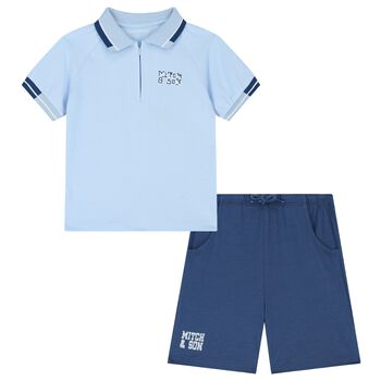 Boys Blue Logo Shorts Set