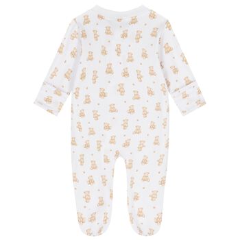 White & Beige Teddy Bear Time Babygrow
