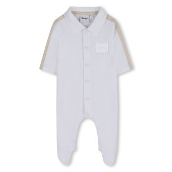 Baby Boys White Logo Babygrow