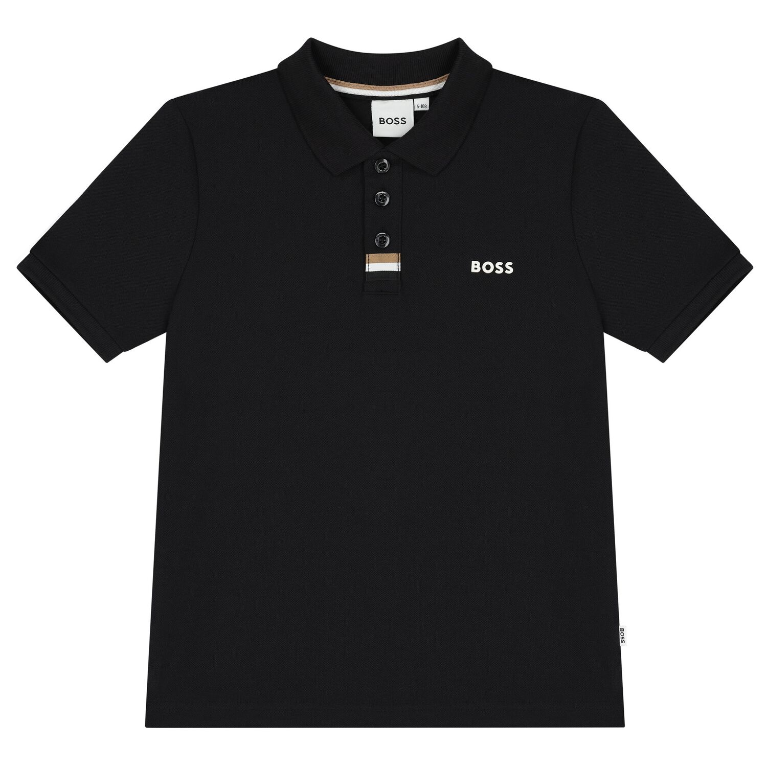 Boys Black Logo Polo Shirt, 1, hi-res image number null