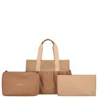 Beige Logo Canvas Baby Changing Bag, 1, hi-res