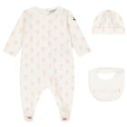 Baby Girls Ivory & Pink Teddy Bear Logo Babygrow Set, 1, hi-res