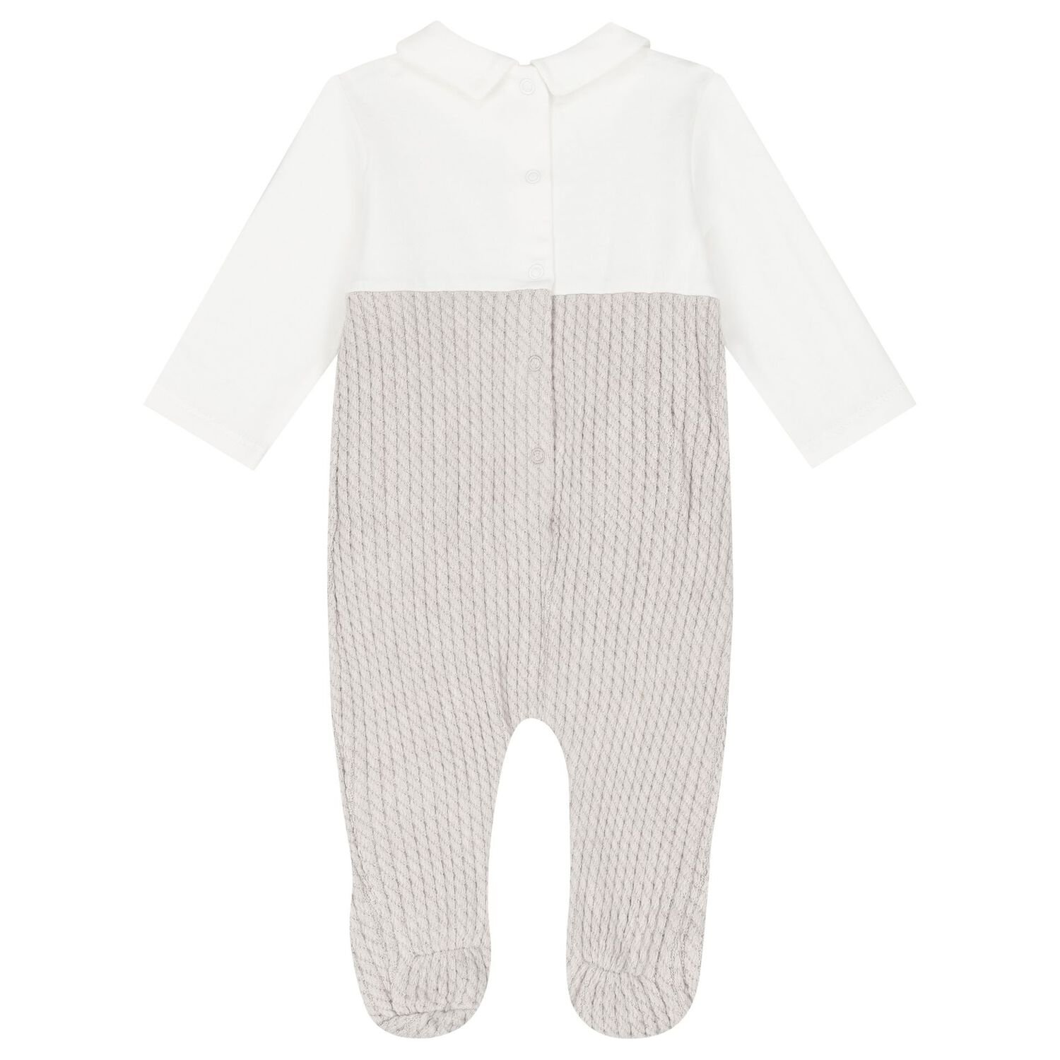 Baby Boys Ivory & Beige Knitted Babygrow Set, 1, hi-res