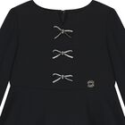 Girls Black Diamante Bow Dress, 1, hi-res