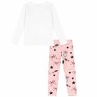 Girls White & Pink Bow Leggings Set, 1, hi-res