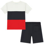 Boys Ivory, Grey & Red Shorts Set, 1, hi-res