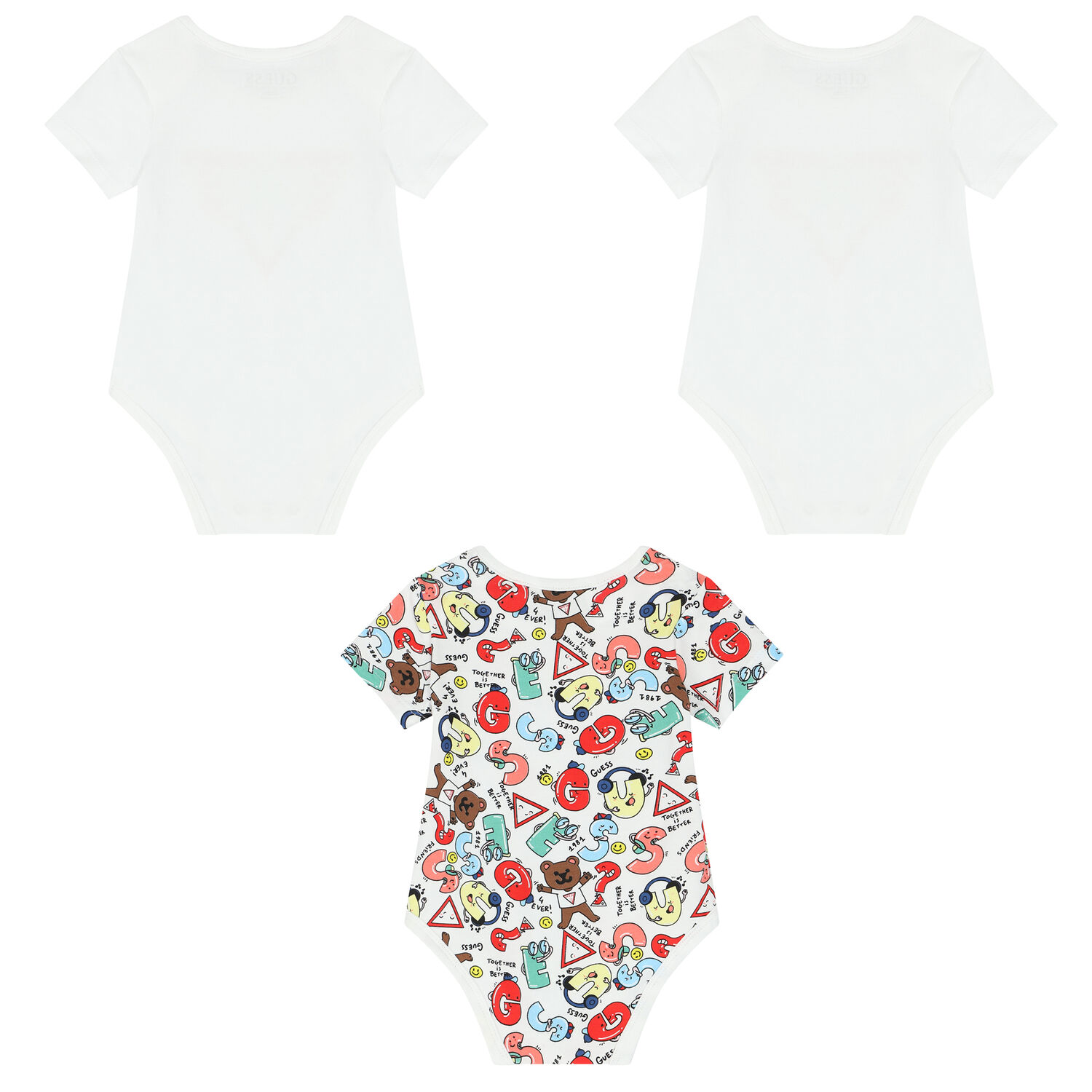 Baby Boys White Logo Bodysuits ( 3-Pack ), 1, hi-res