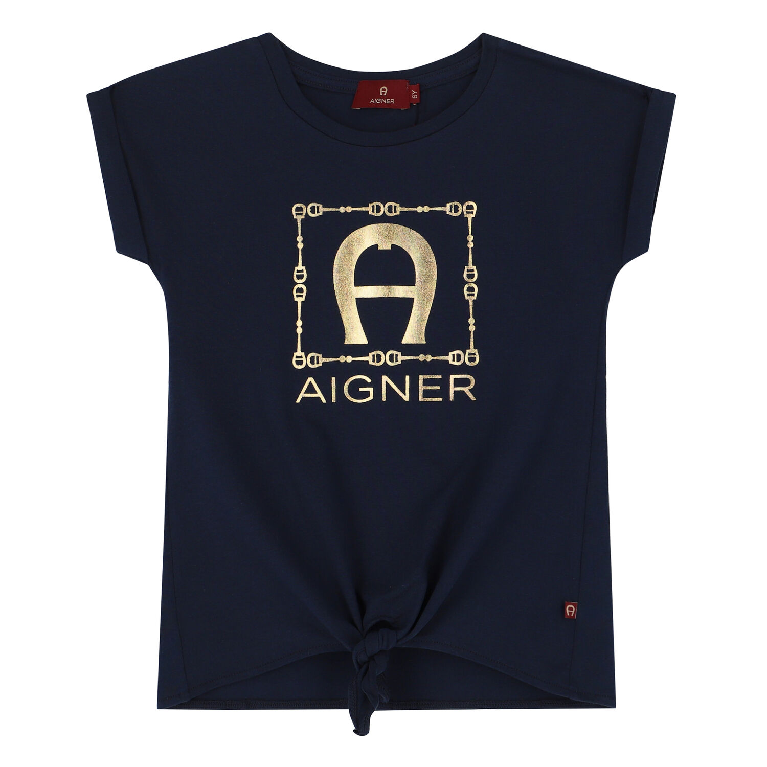 Girls Navy & Gold Logo T-Shirt, 2, hi-res image number null