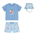Baby Boys Blue Swim Set , 1, hi-res