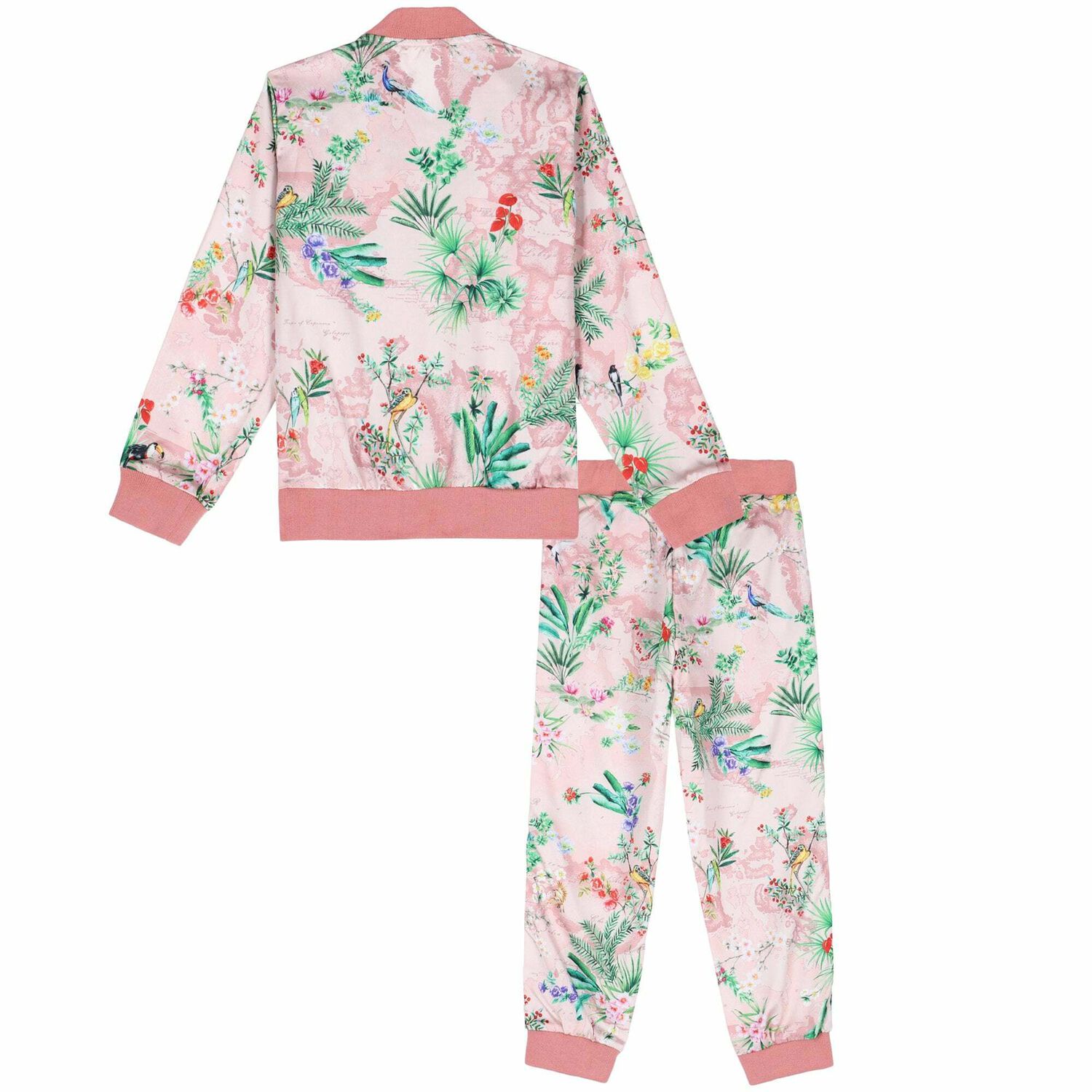 Girls Pink Floral Geo Map Tracksuit, 1, hi-res