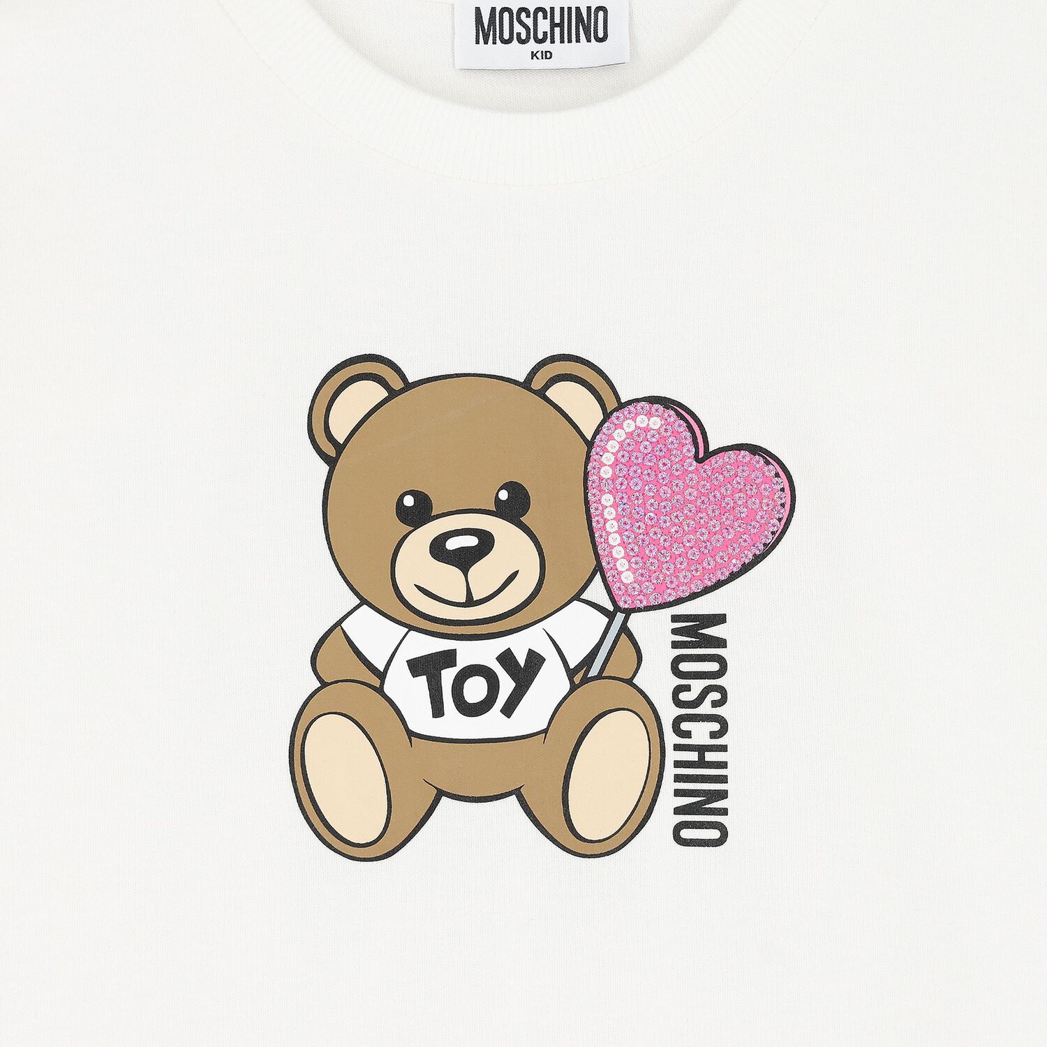 Girls Ivory Teddy Bear Logo Dress, 1, hi-res