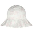 Baby Girls White & Pink Toile De Jouy Hat, 1, hi-res