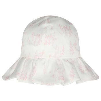 Baby Girls White & Pink Toile De Jouy Hat