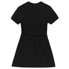 Girls Black Logo Dress, 1, hi-res