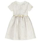 Girls Beige & Gold Floral Dress, 1, hi-res