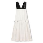Girls Ivory Pinstripe 2 in 1 Pinafore Dress, 1, hi-res