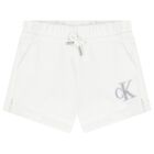Girls White Logo Shorts, 2, hi-res