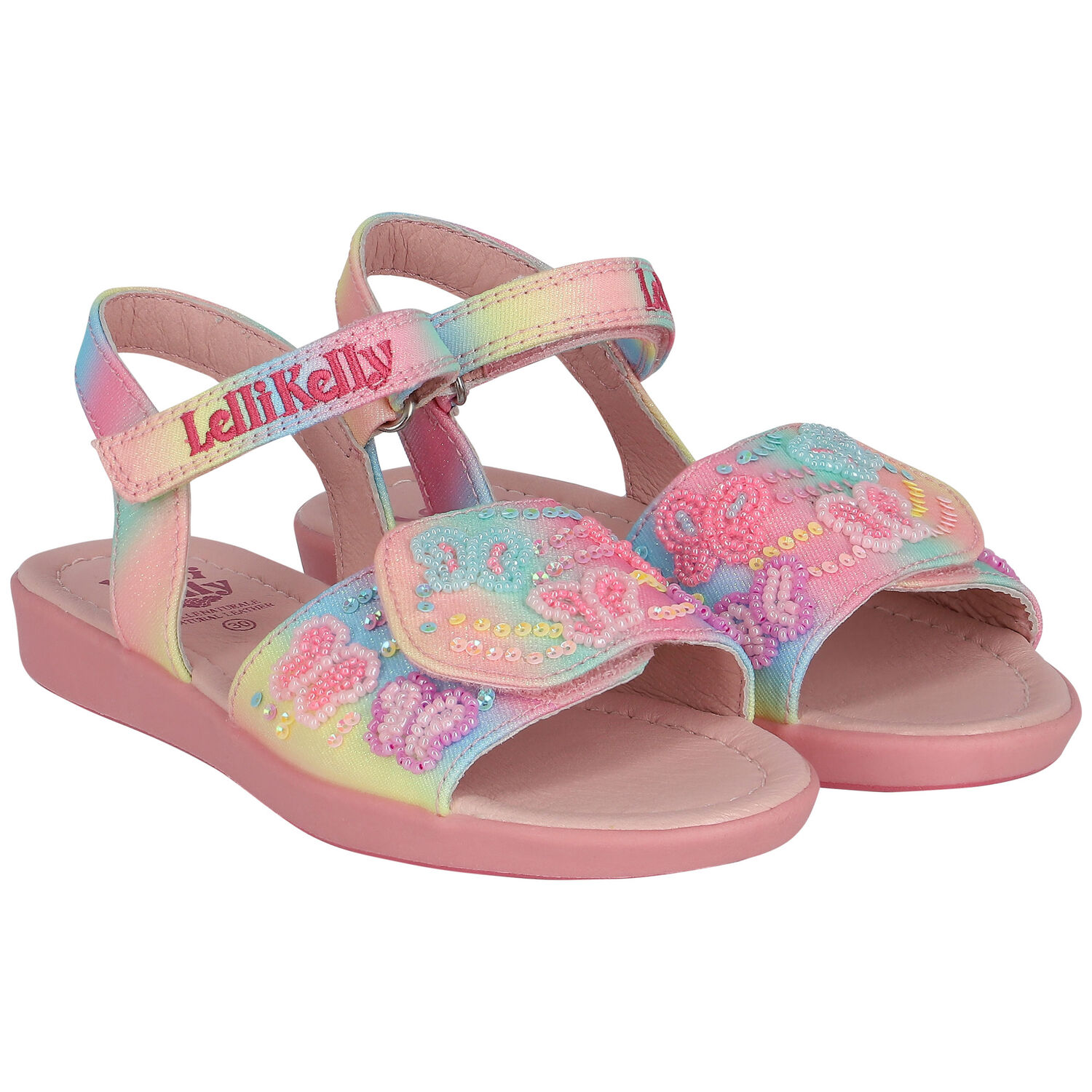 Girls Multi-Colored Butterfly Sandals, 1, hi-res