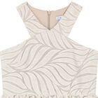 Girls Beige Jacquard Organza Dress, 1, hi-res