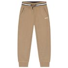Boys Beige Logo Tracksuit, 2, hi-res