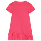 Girls Pink Cotton Ruffle Dress, 1, hi-res