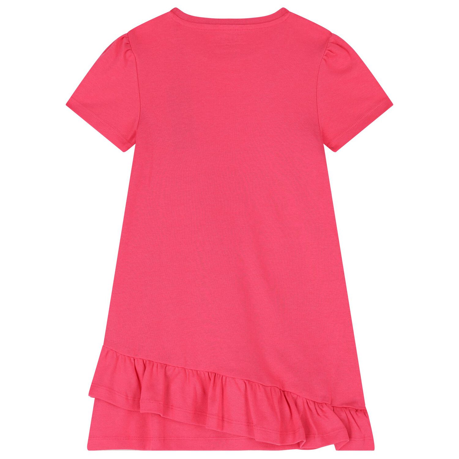 Girls Pink Cotton Ruffle Dress, 1, hi-res