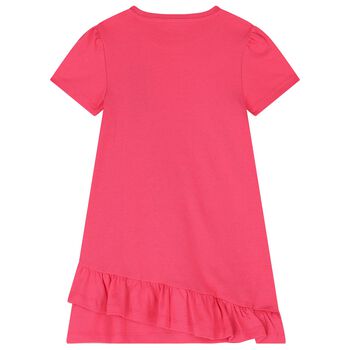 Girls Pink Cotton Ruffle Dress