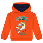 Boys Orange Varsity Tiger Hooded Top, 2, hi-res