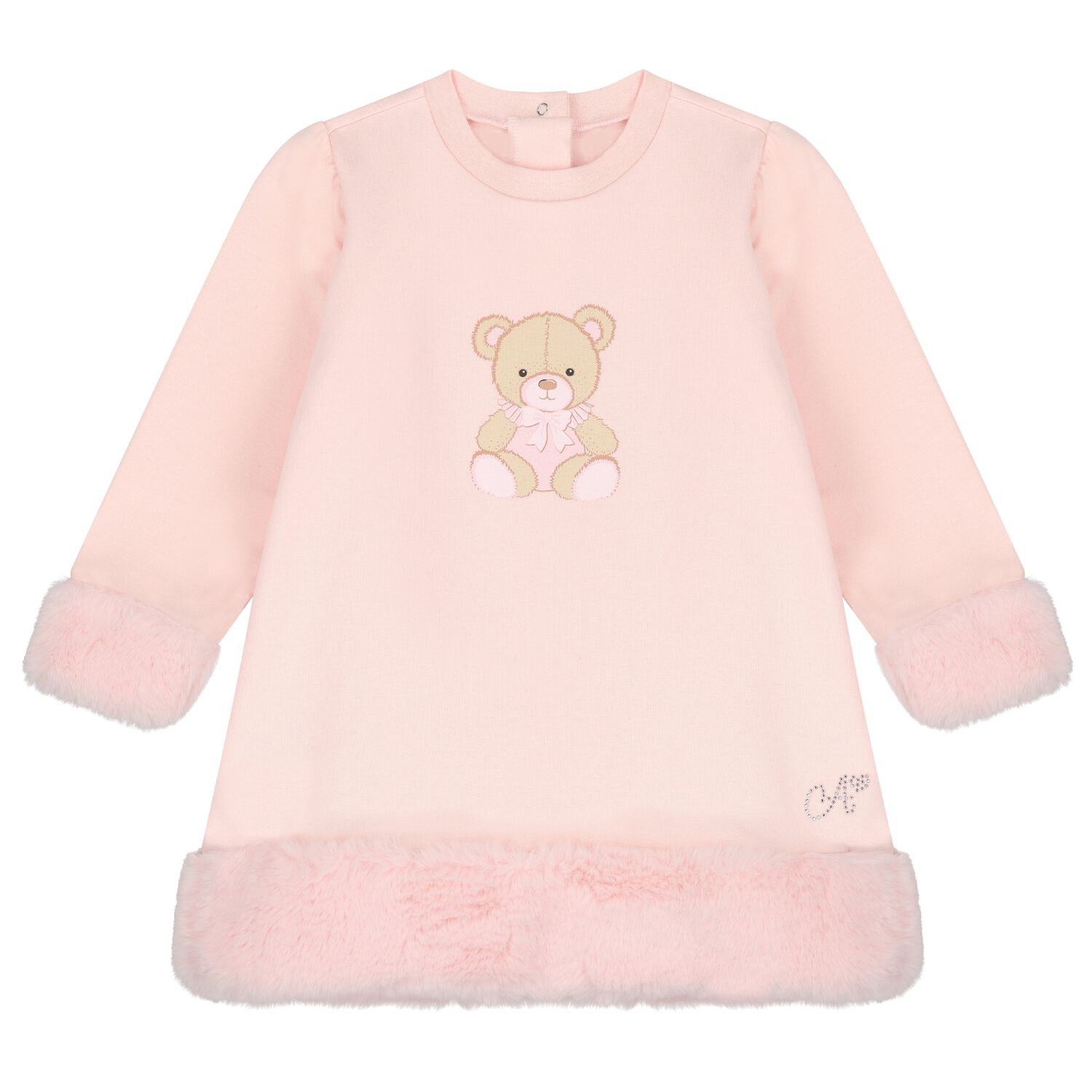 Baby Girls Pink Teddy Bear Dress, 1, hi-res image number null