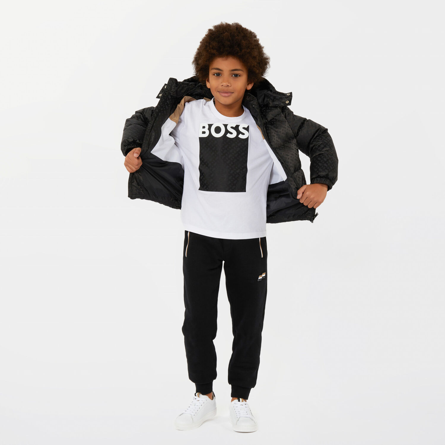 Boys Black Logo Joggers, 1, hi-res