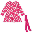 Girls Pink & White Heart Dress Set, 1, hi-res