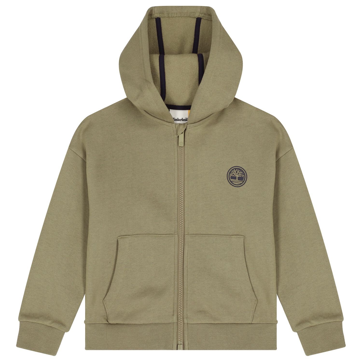 Boys Beige Logo Hooded Zip Up Top , 1, hi-res