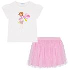 Girls Pink Tulle Skirt Set, 3, hi-res