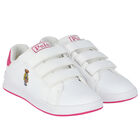 Girls White Logo Trainers, 1, hi-res