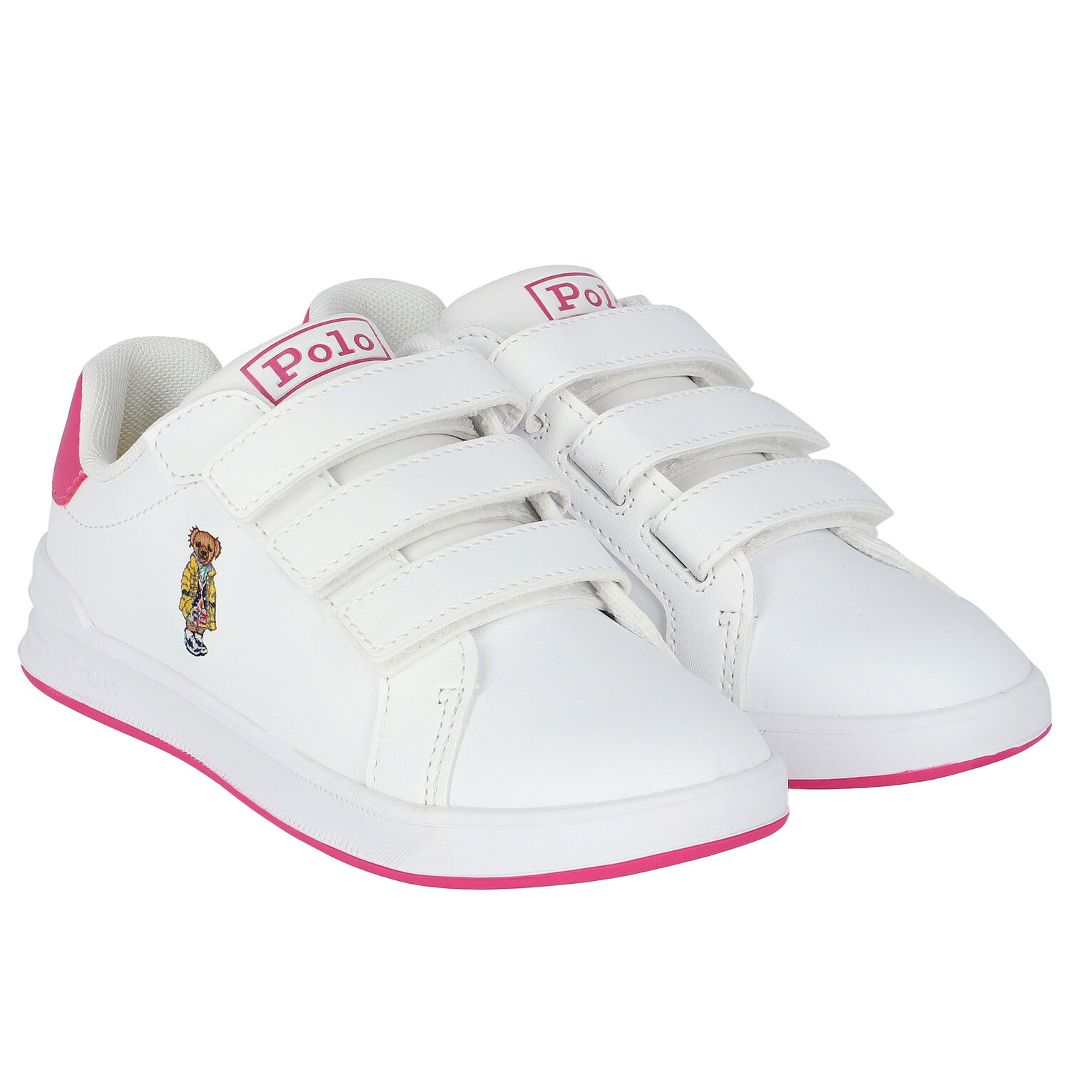 Girls White Logo Trainers, 1, hi-res