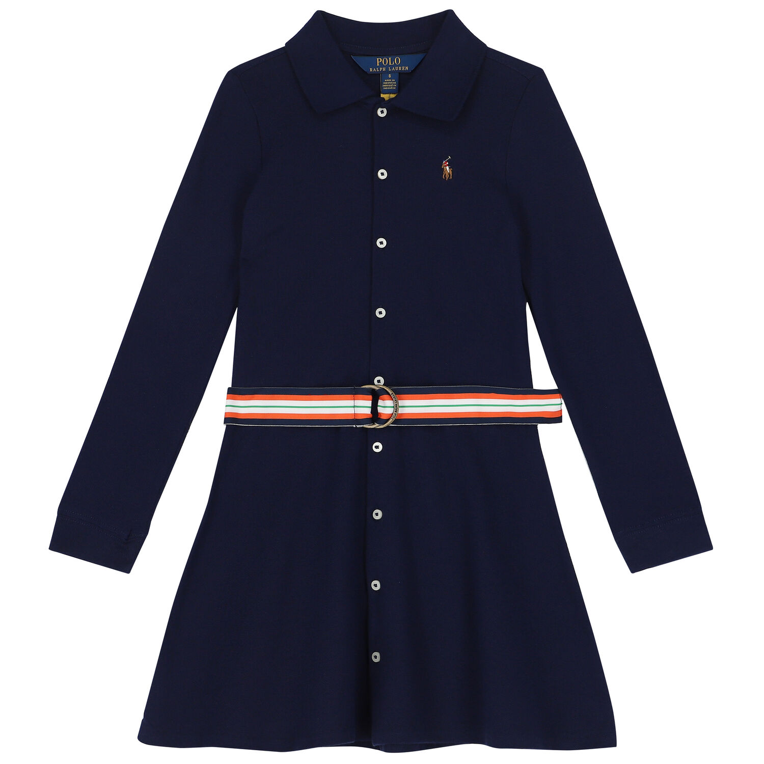 Girls Navy Logo Polo Dress, 1, hi-res