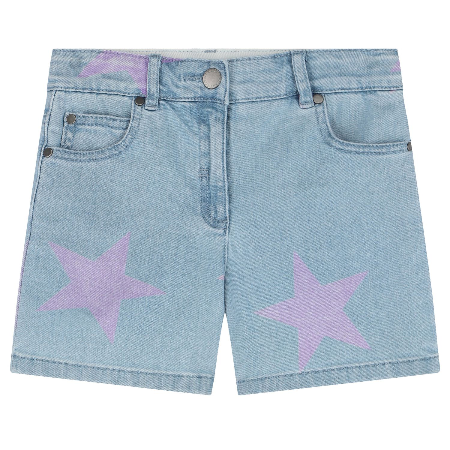 Girls Blue Denim Star Shorts, 1, hi-res