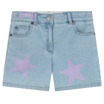 Girls Blue Denim Star Shorts