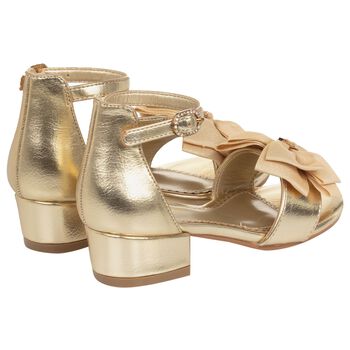 Girls Gold Bow Sandals