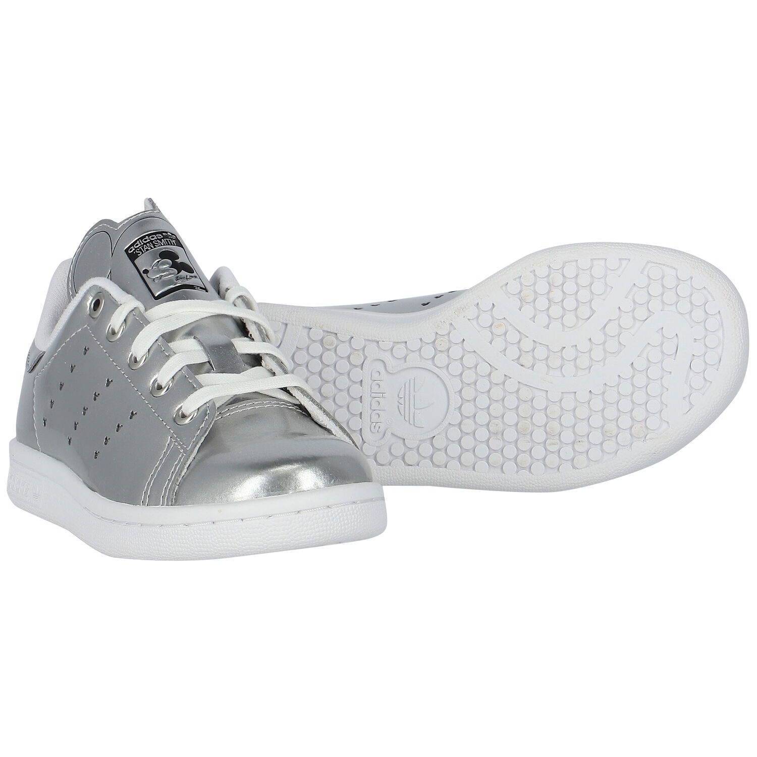 Girls Silver Stan Smith Trainers, 1, hi-res