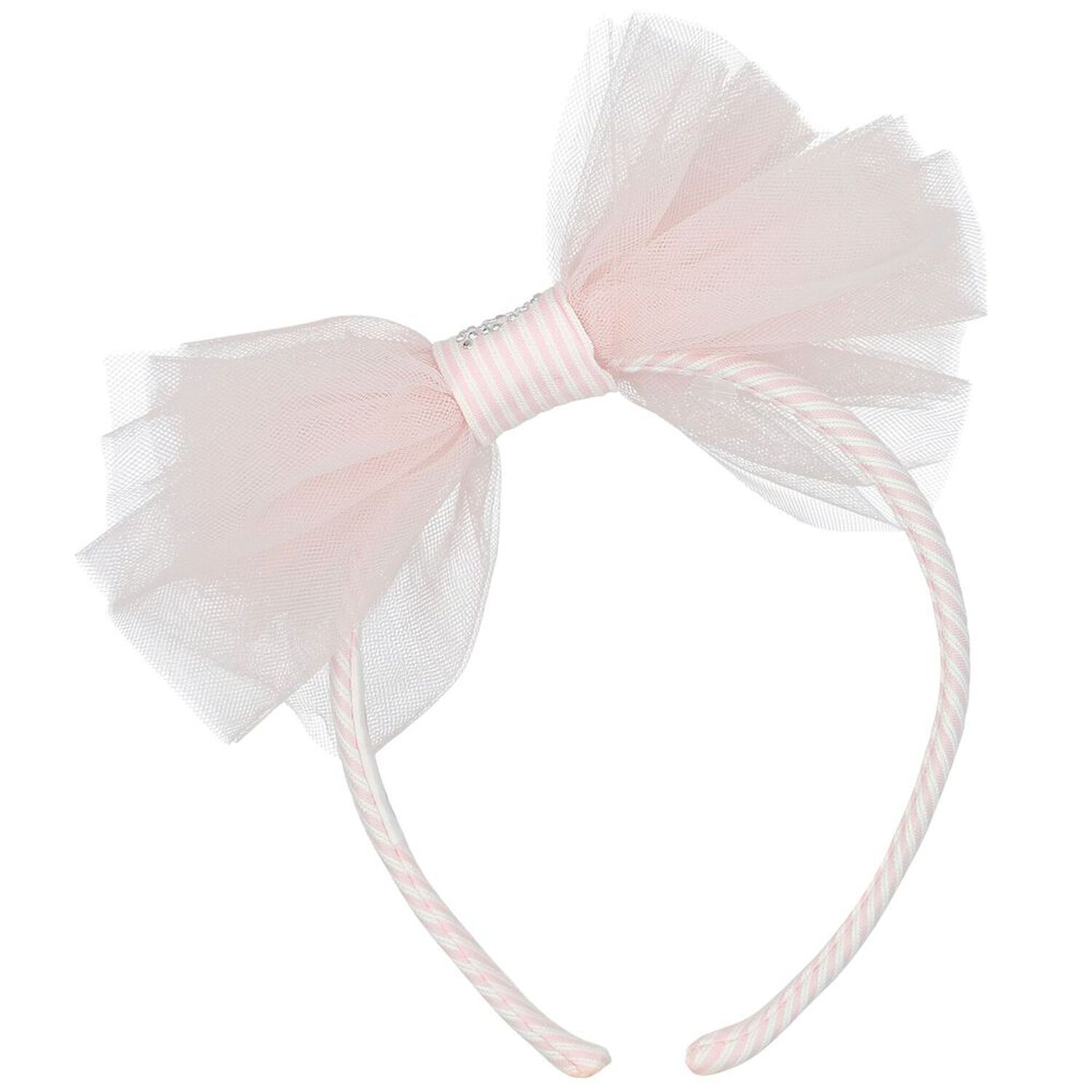 Girls Pink Tulle Bow Headband, 1, hi-res